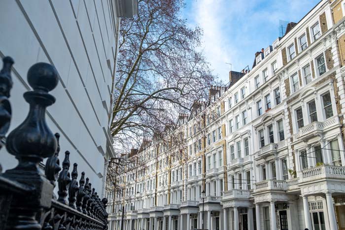 city apartments white building in Kensington London